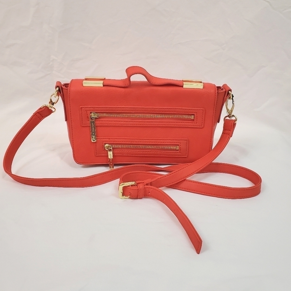 Olivia + Joy Dark Orange Crossbody faux leather Bag 10"×5.5"